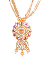 Saraf RS Jewellery Gold-Plated White & Pink American Diamond Studded & Beaded Handcrafted Set - Distacart