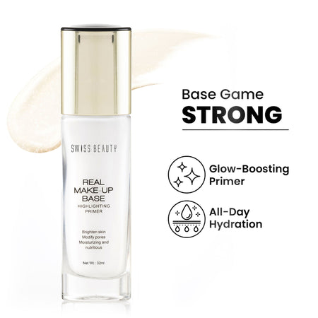 Swiss Beauty Real Make-Up Base Highlighting Primer , Brighten Skin , Modify Pore - 02 Golden Tint