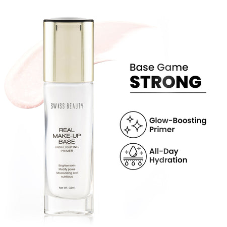 Swiss Beauty Real Make-Up Base Highlighting Primer , Brighten Skin , Modify Pore - N03 Pink Tint