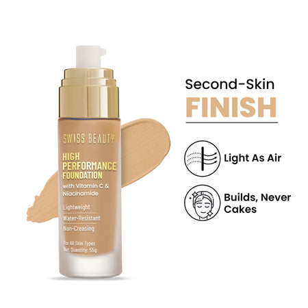 Swiss Beauty High Performance Foundation With Vitamin C & Niacinamide Light-Weight - 07 Natural Buff