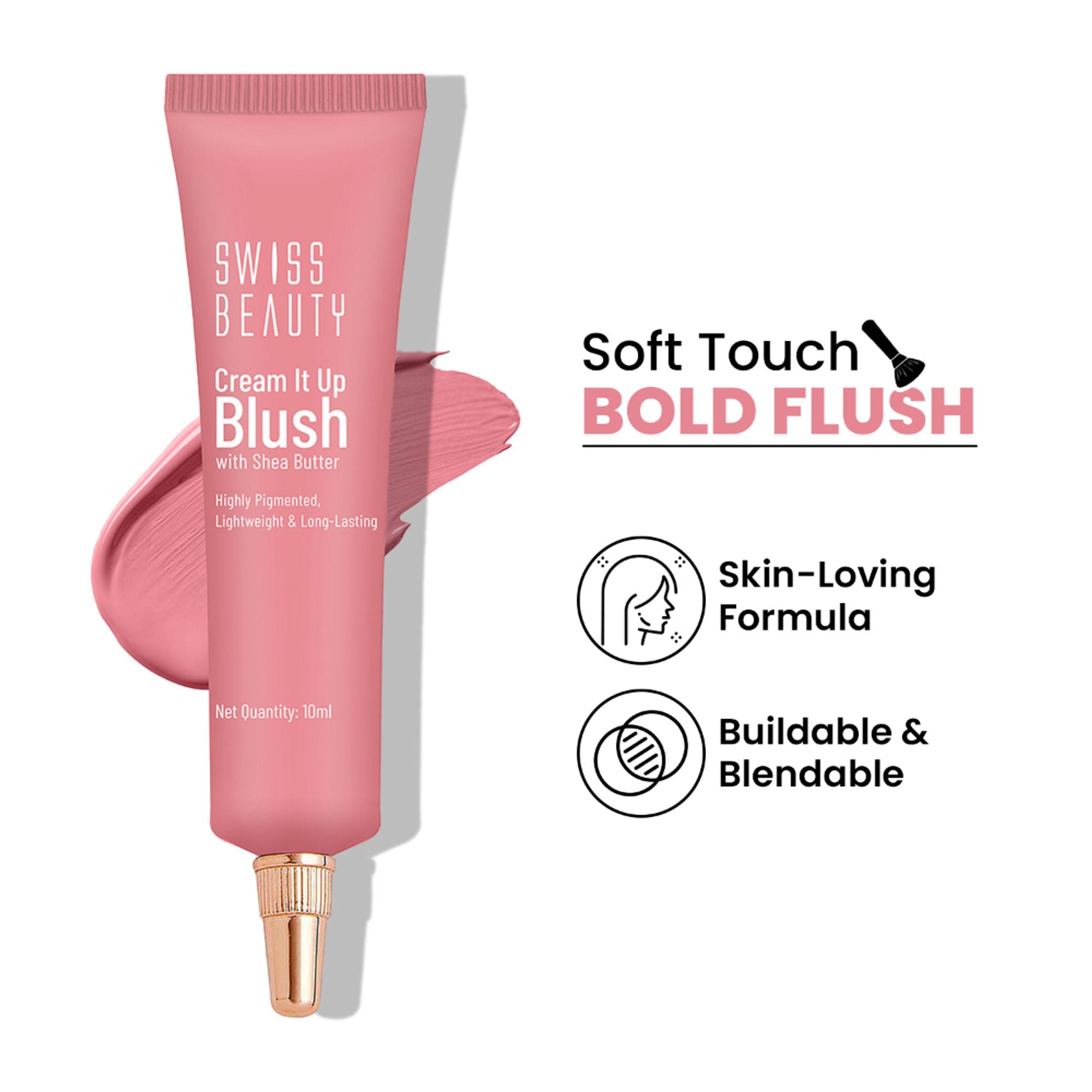 Swiss Beauty Cream It Up Blusher With Shea Butter , Multi-Functional , Matte Finish - 2 Natural Flush