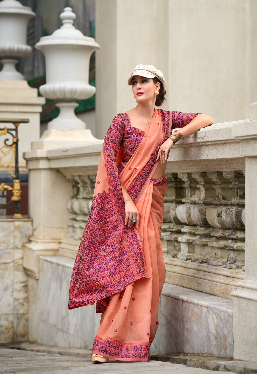 Anaita Orange Designer Weaving Soft Linen Saree With Blouse - Distacart