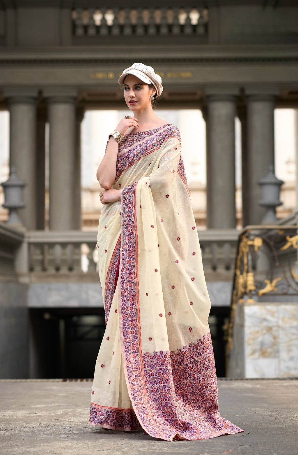 Anaita White Designer Weaving Soft Linen Saree With Blouse - Distacart