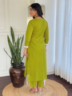 The52 Chikankari Work with Pure Cotton Fabric Straight Kurta, Pant and Dupatta Set - Distacart