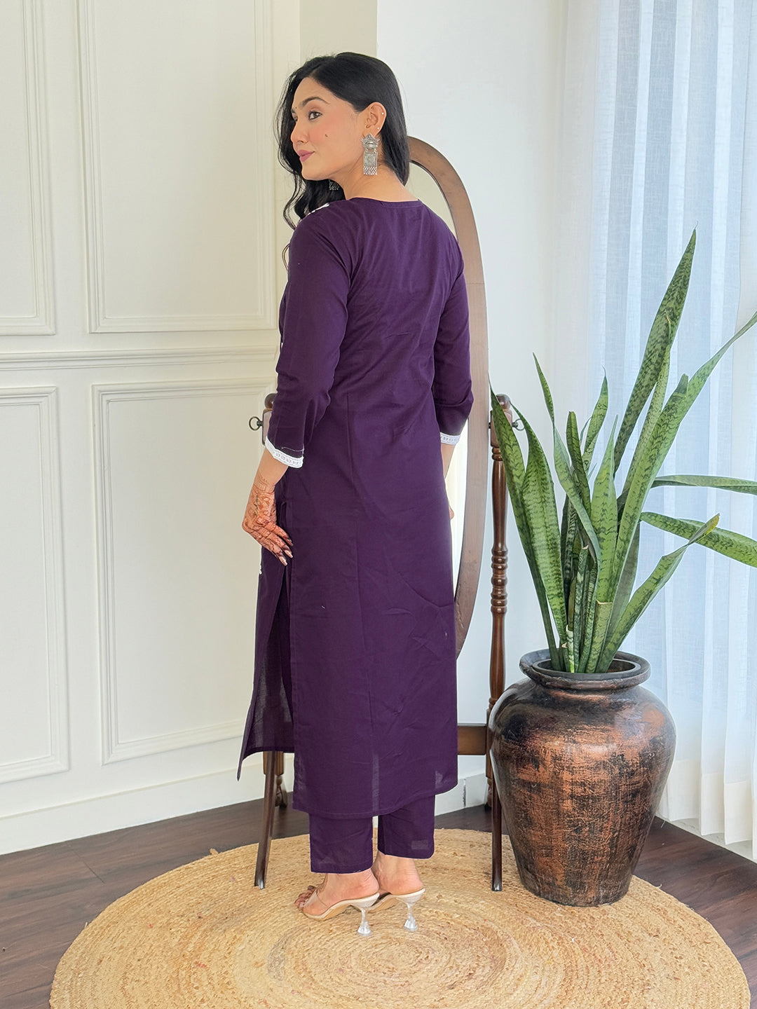The52 Chikankari Work with Pure Cotton Fabric Straight Kurta, Pant and Dupatta Set - Distacart