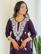 The52 Chikankari Work with Pure Cotton Fabric Straight Kurta, Pant and Dupatta Set - Distacart