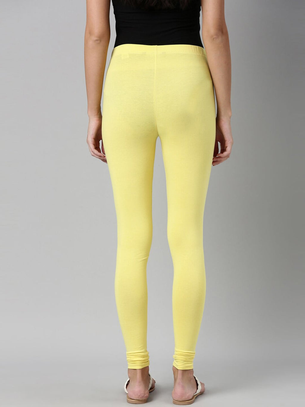 Souchii Yellow Solid Slim-Fit Churidar-Length Leggings - Distacart