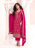 Anaita Rani Pink Dola Silk Thread Sequence Embroidered Salwar Suit - Distacart