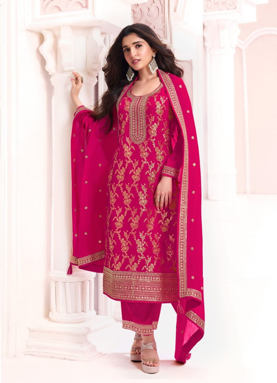 Anaita Rani Pink Dola Silk Thread Sequence Embroidered Salwar Suit - Distacart