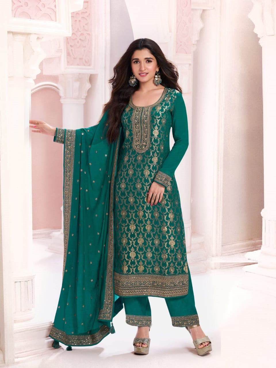 Anaita Dark Green Dola Silk Thread Sequence Embroidered Salwar Suit - Distacart