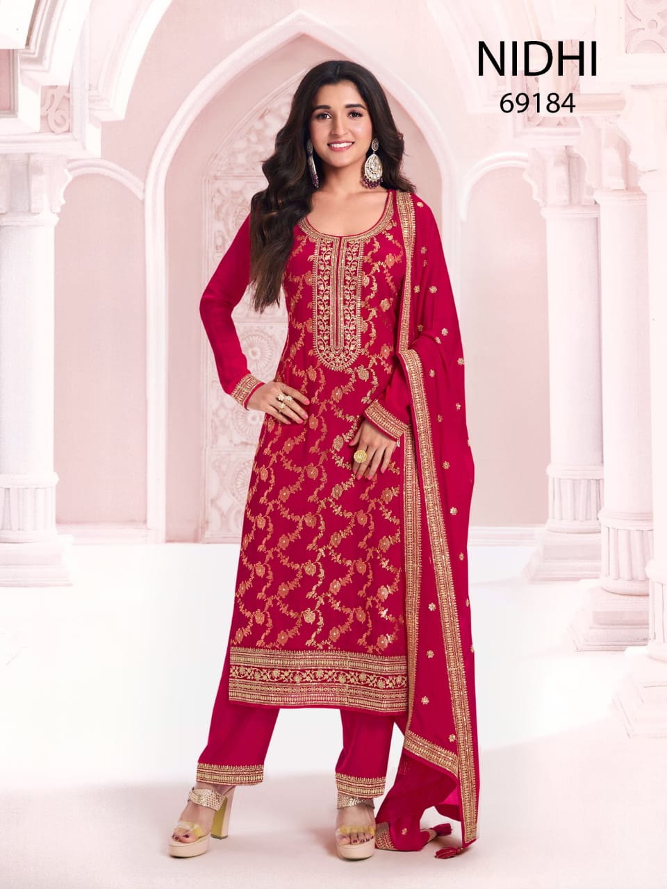 Anaita Red Dola Silk Thread Sequence Embroidered Salwar Suit - Distacart