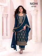 Anaita Navy Blue Dola Silk Thread Sequence Embroidered Salwar Suit - Distacart