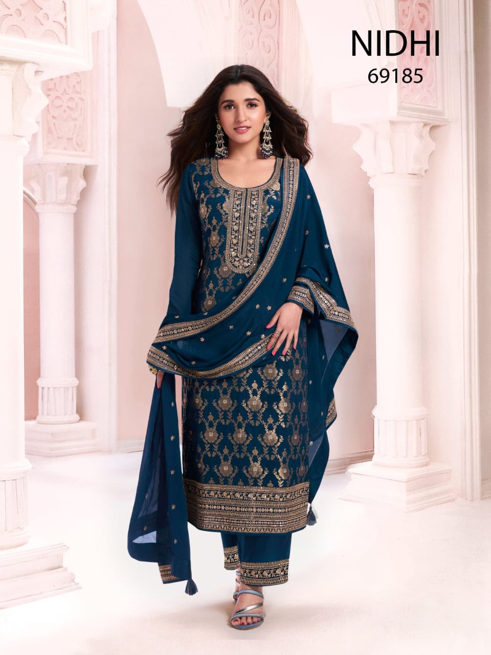 Anaita Navy Blue Dola Silk Thread Sequence Embroidered Salwar Suit - Distacart