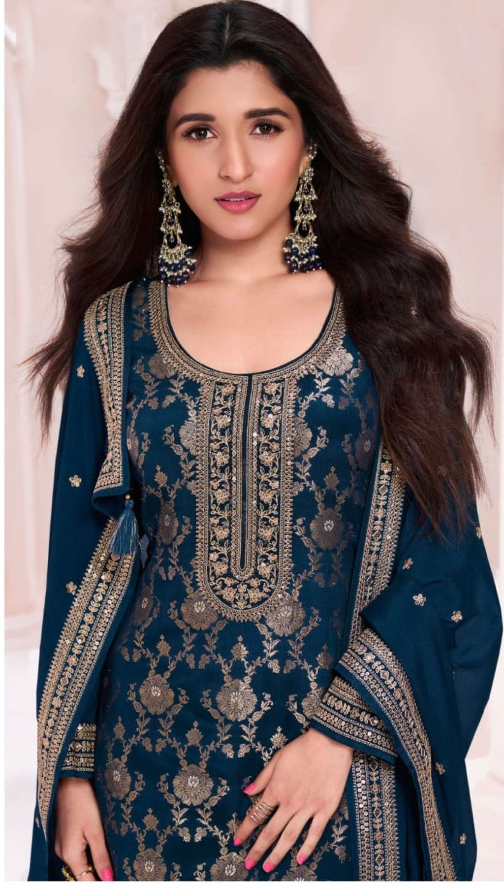 Anaita Navy Blue Dola Silk Thread Sequence Embroidered Salwar Suit - Distacart