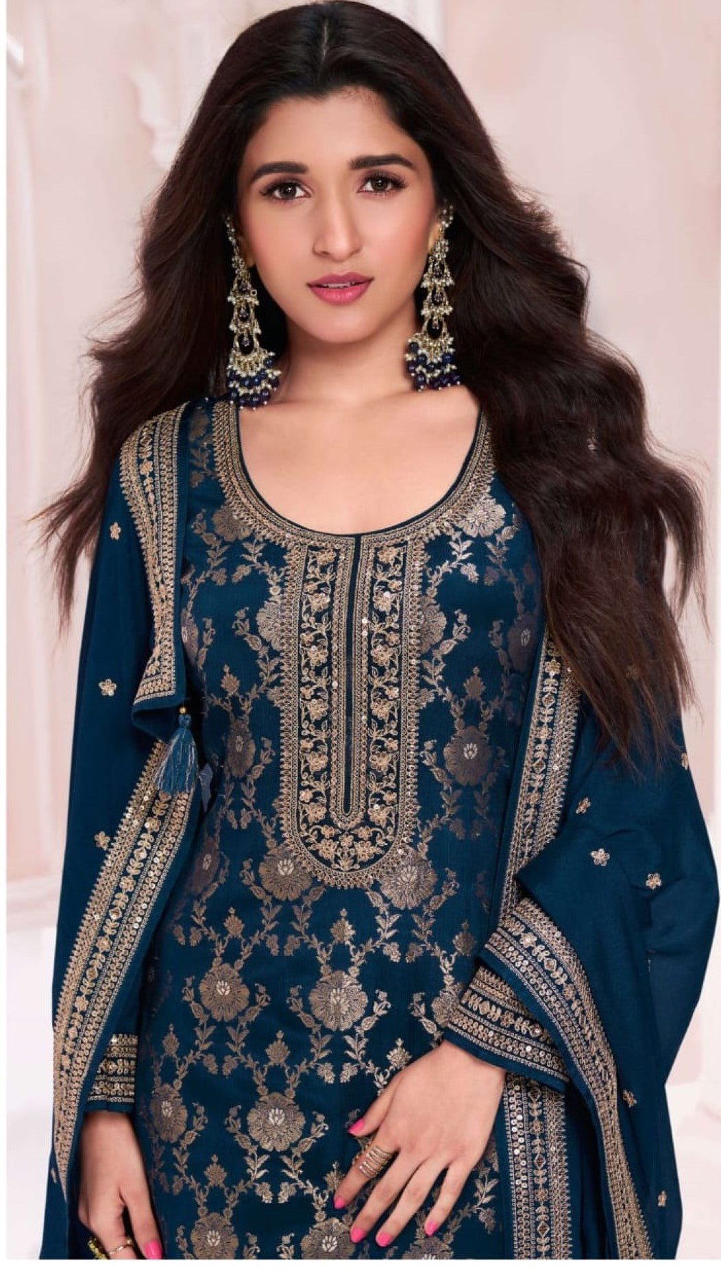 Anaita Navy Blue Dola Silk Thread Sequence Embroidered Salwar Suit - Distacart