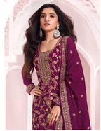 Anaita Purple Dola Silk Thread Sequence Embroidered Salwar Suit - Distacart