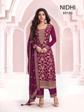 Anaita Purple Dola Silk Thread Sequence Embroidered Salwar Suit - Distacart