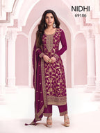 Anaita Purple Dola Silk Thread Sequence Embroidered Salwar Suit - Distacart