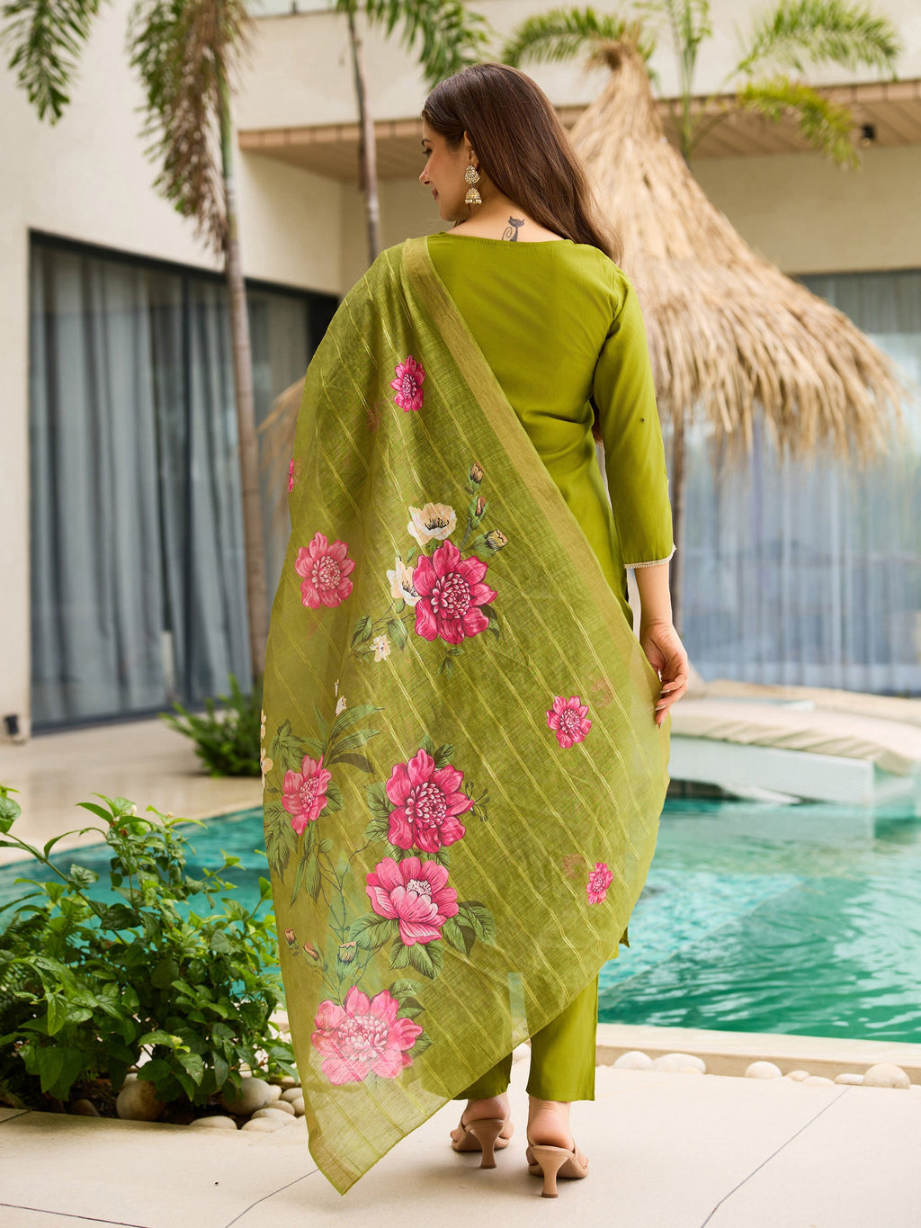The52 Women's Viscose Embroidery work Straight Kurta with Pant and Dupatta Set - Distacart
