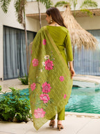 The52 Women's Viscose Embroidery work Straight Kurta with Pant and Dupatta Set - Distacart