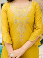 The52 Women's Viscose Embroidery work Straight Kurta with Pant and Dupatta Set - Distacart