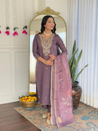 The52 Women's Gorgeous Viscose Embroidery work Straight Kurta with Pant and Dupatta Set - Distacart