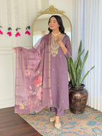 The52 Women's Gorgeous Viscose Embroidery work Straight Kurta with Pant and Dupatta Set - Distacart