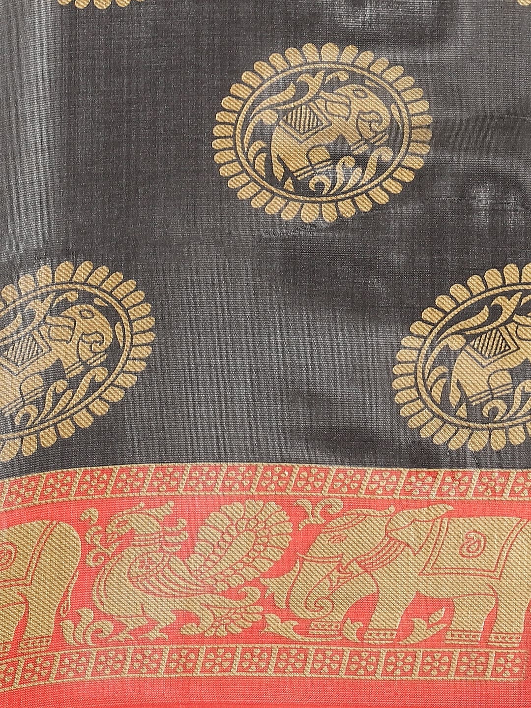 Saree Mall Black & Beige Art Silk Printed Bhagalpuri Saree - Distacart