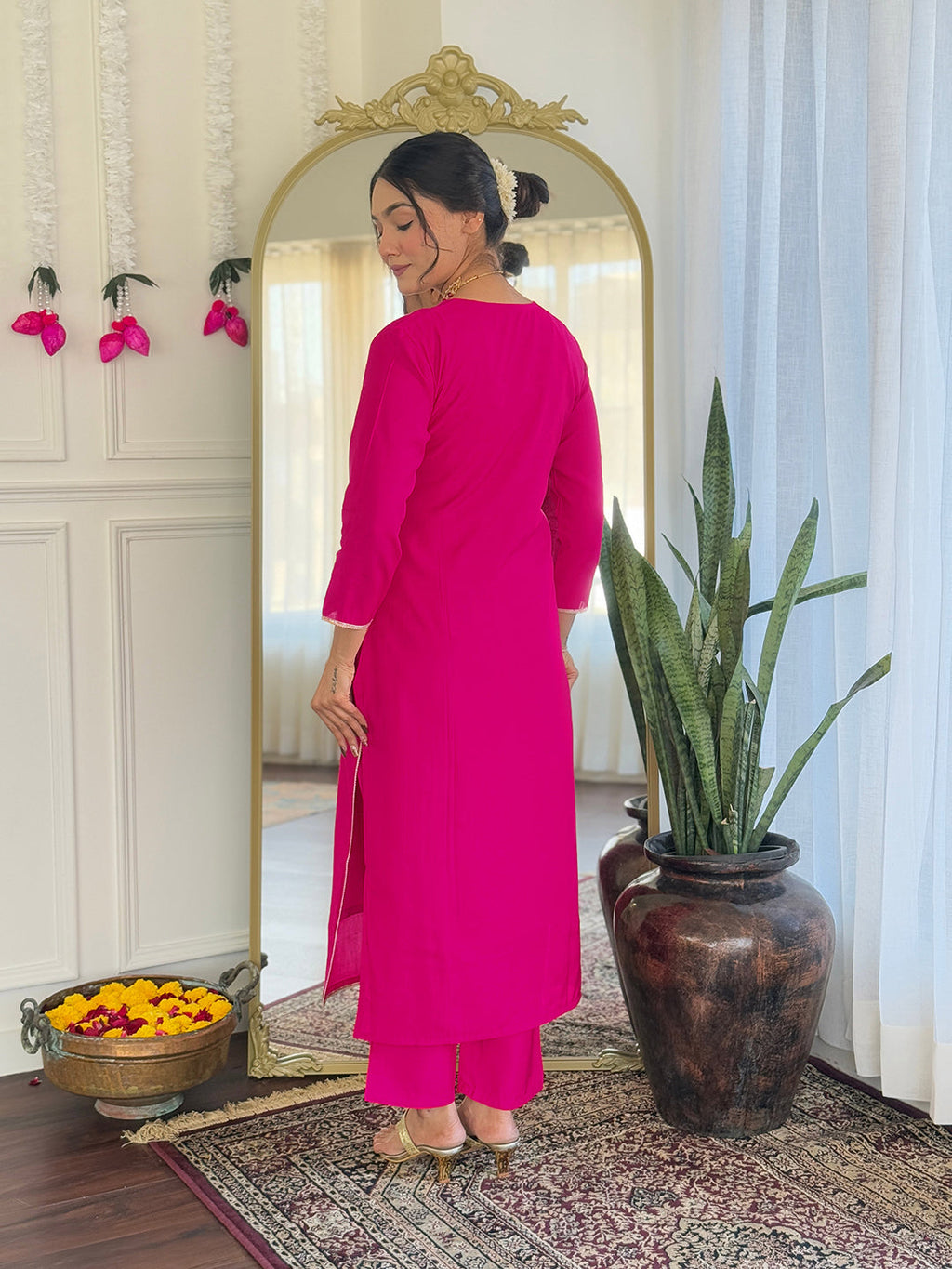 The52 Women's Gorgeous Viscose Embroidery work Straight Kurta with Pant and Dupatta Set - Distacart