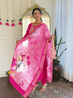 The52 Women's Gorgeous Viscose Embroidery work Straight Kurta with Pant and Dupatta Set - Distacart