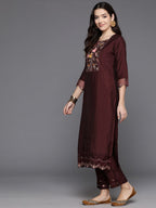 Indo Era Women Floral Embroidered Regular Sequinned Kurta with Trousers & With Dupatta - Distacart