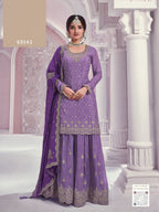 Anaita Lavender Chinon Sequence Embroidered Readymade Salwar Suit - Distacart