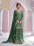 Anaita Dark Green Chinon Sequence Embroidered Readymade Salwar Suit - Distacart