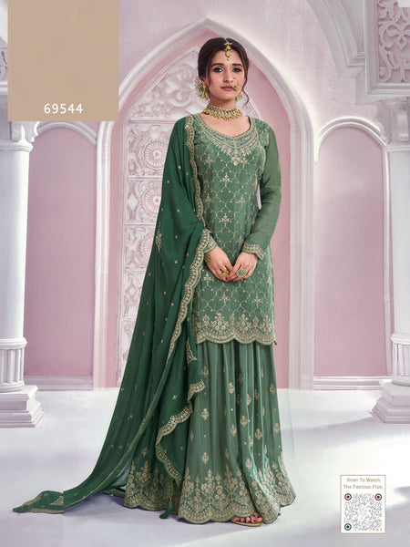 Anaita Dark Green Chinon Sequence Embroidered Readymade Salwar Suit