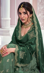 Anaita Dark Green Chinon Sequence Embroidered Readymade Salwar Suit - Distacart