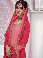 Anaita Peach Chinon Sequence Embroidered Readymade Salwar Suit - Distacart