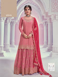 Anaita Peach Chinon Sequence Embroidered Readymade Salwar Suit - Distacart