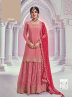 Anaita Peach Chinon Sequence Embroidered Readymade Salwar Suit - Distacart