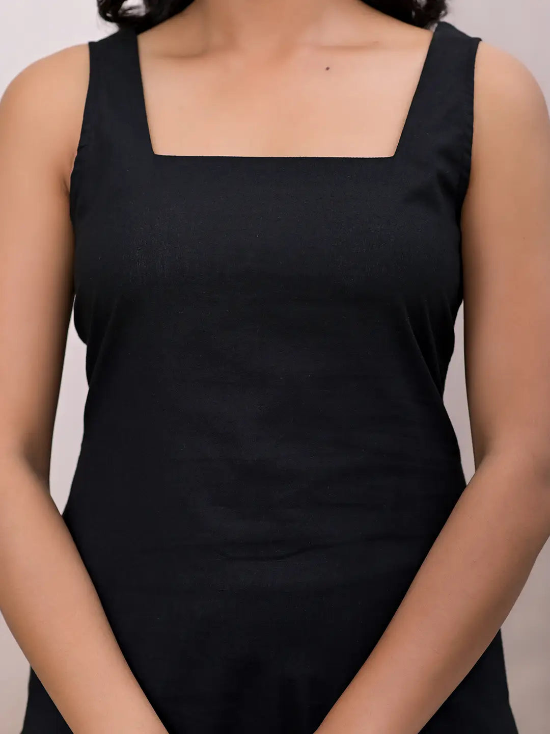 Yufta Black & Beige Pure Cotton Straight Kurta Dupatta Set