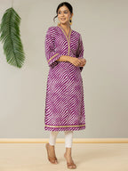 Yufta Cotton Purple Leheriya Kurta