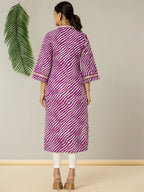 Yufta Cotton Purple Leheriya Kurta