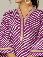 Yufta Cotton Purple Leheriya Kurta