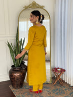 The52 Women's Beautiful Rayon Embroidery work Straight Kurta with Pant and Dupatta Set - Distacart