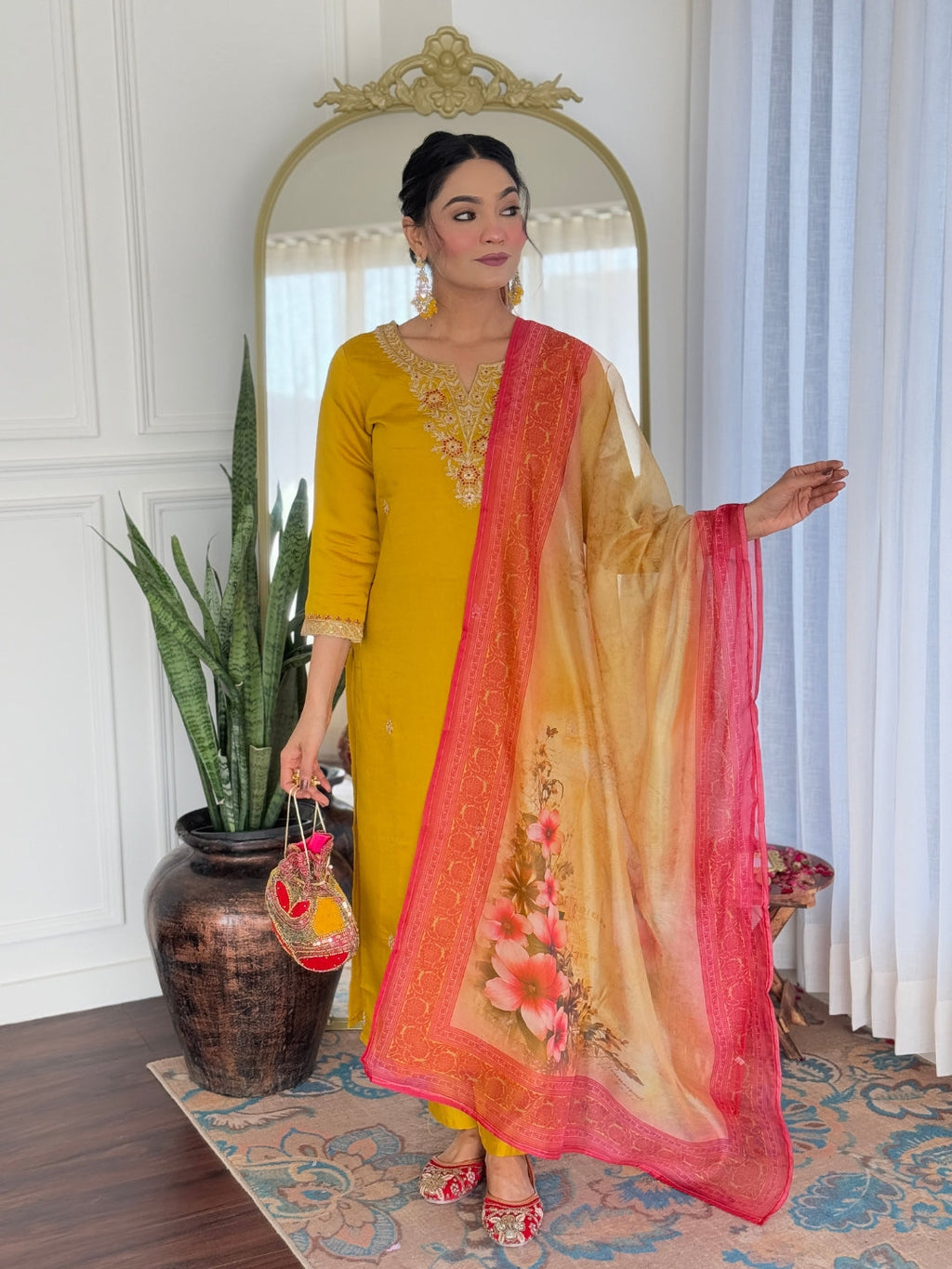 The52 Women's Beautiful Rayon Embroidery work Straight Kurta with Pant and Dupatta Set - Distacart
