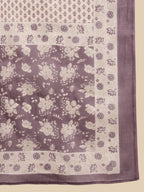 Sangria Maroon Floral Printed Pure Cotton Kurta With Trouser & Dupatta