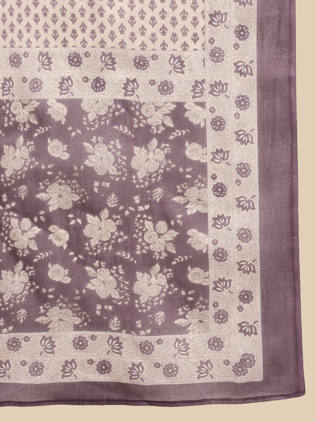 Sangria Maroon Floral Printed Pure Cotton Kurta With Trouser & Dupatta