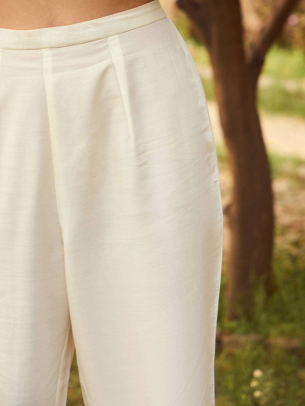 Indo Era White Floral Yoke Design Tie-Up Neck Straight Kurta With Trousers & Dupatta - Distacart