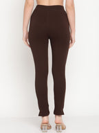 TAG 7 Women Navy Blue & Brown Pack Of 2 Solid Comfort-Fit Ankle-Length Leggings