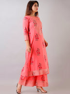 HERE&NOW Floral Printed Gotta Patti Regular Kurta with Palazzos