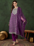 Sangria Bandhani Printed Straight Kurta, Trouser & Dupatta Set